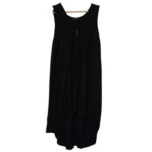 Renuar Sleeveless Half Zip High Low Knit Tunic Top Black Small
